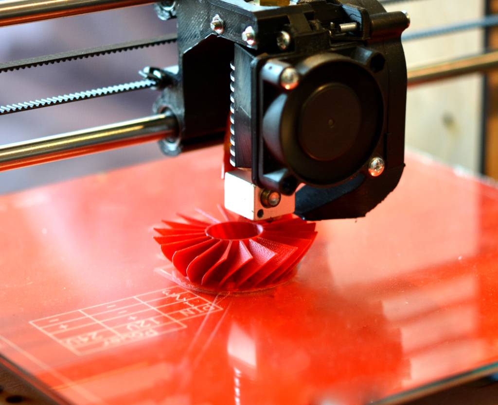 3D printing using red foam.