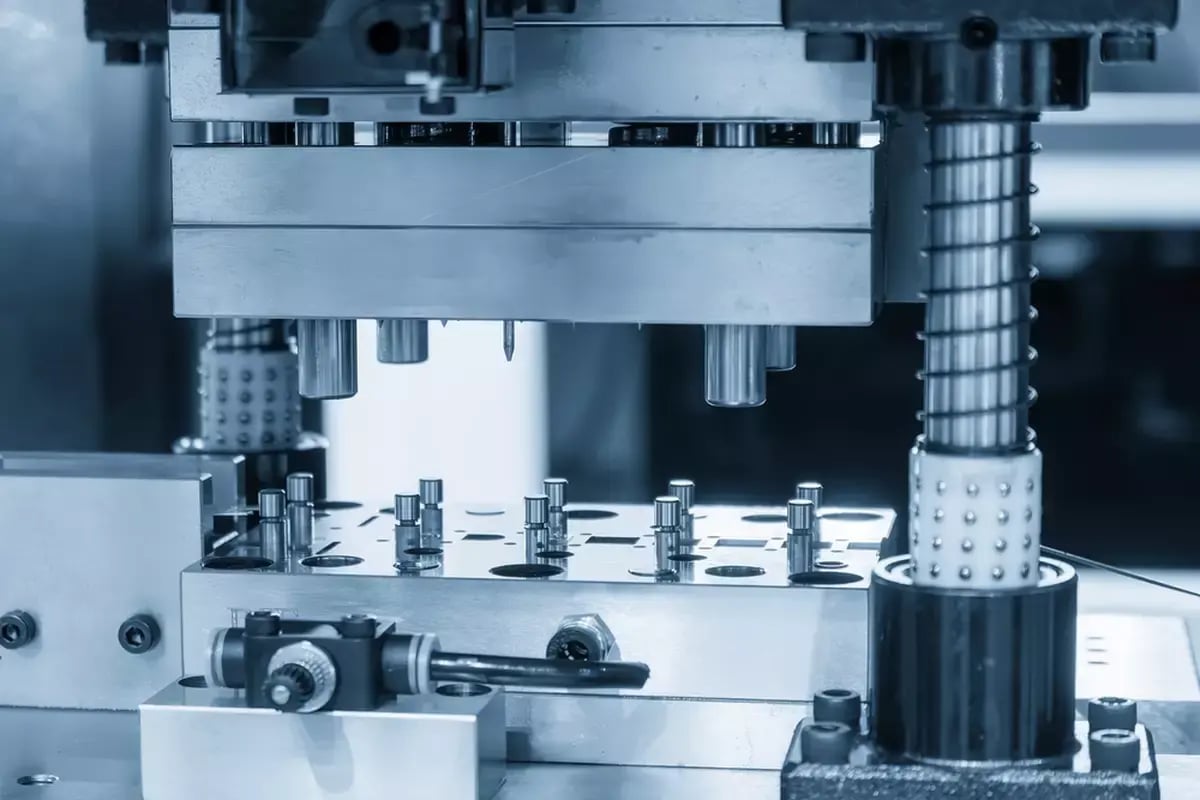 Closeup of metal stamping parts