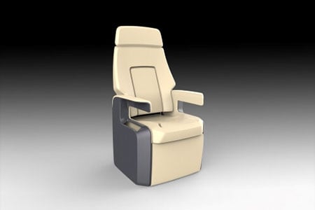 Rendering of an aerospace business jet prototype seat made by an automotive seating supplier and manufacturer Rendering of an aerospace business jet prototype seat made by an automotive seating supplier and manufacturer