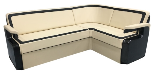 A custom L shaped divan for a business jet. 