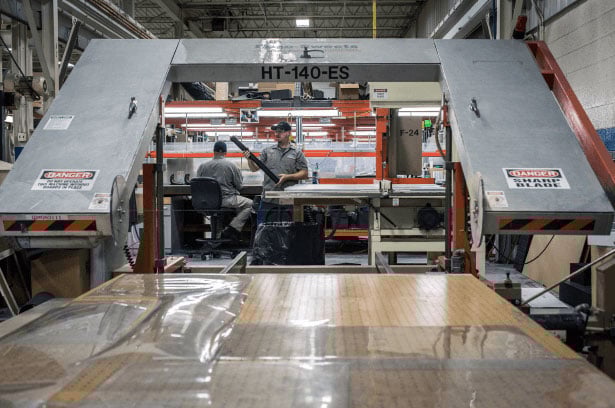 Large saw used for custom foam molding at RCO Engineering